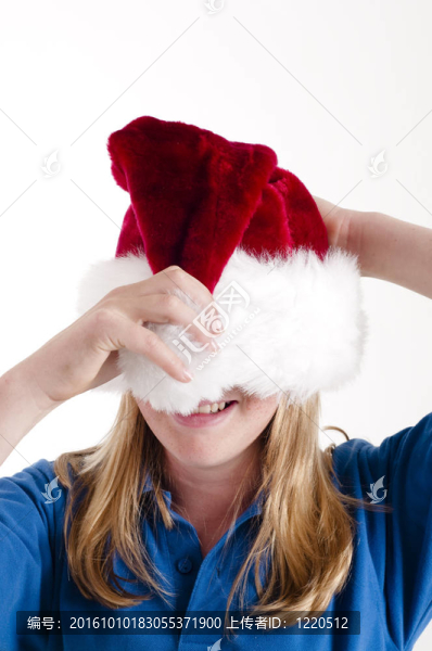 Santa帽子和女孩
