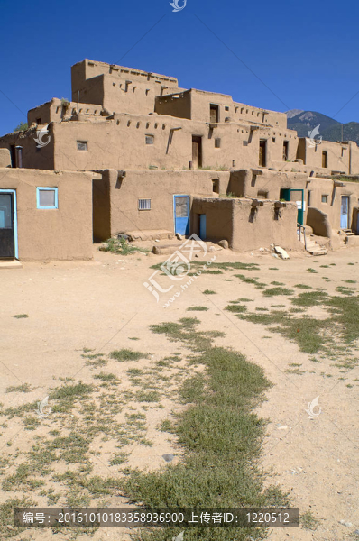 土坯房在Taos,Pueblo；新墨西哥；美國