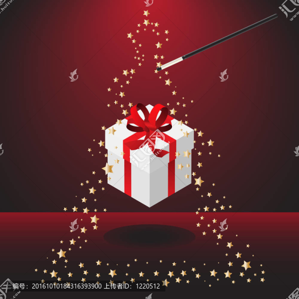 具有圣誕禮物的魔杖