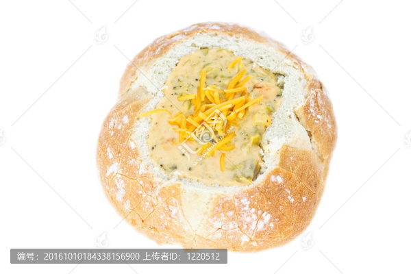 在酸面包碗花椰菜湯