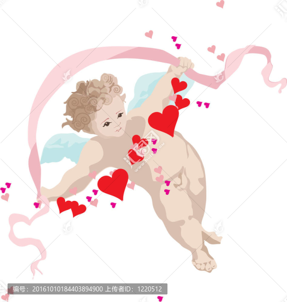 Cupid在白色背景上的翅膀