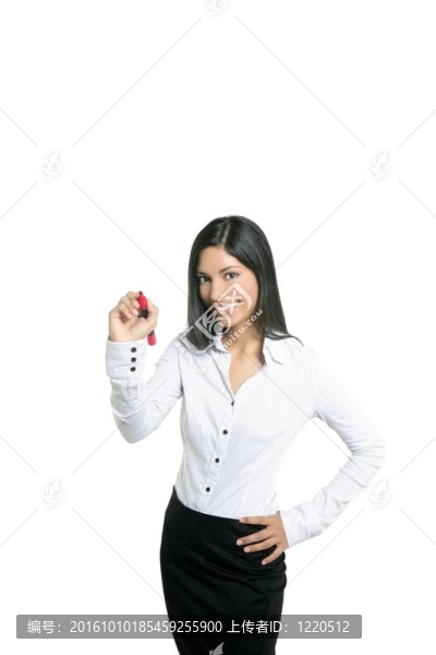 黑發(fā)女商人在分隔開的寫作