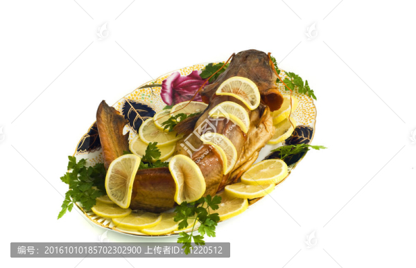 食品-臃腫的淡水鯰魚（鯰魚）檸檬