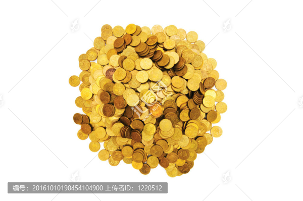 白色的一堆金色的硬幣