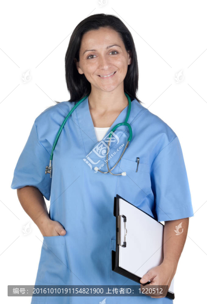有吸引力的醫(yī)生女人用剪貼板