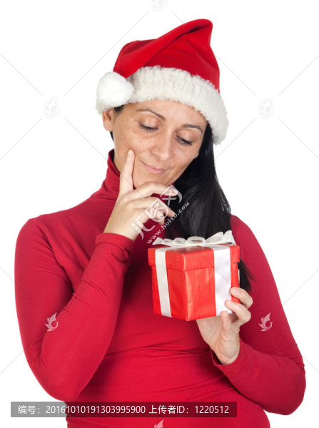 漂亮的女孩與圣誕帽