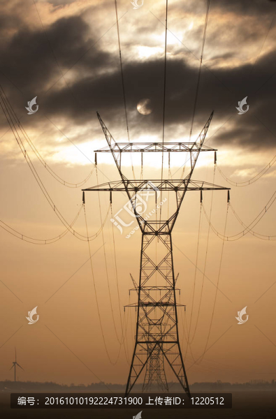 隨著夕陽的電線