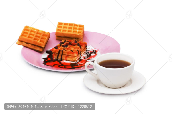 比利時(shí)華夫餅茶和孤立在白色