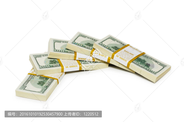 一萬美元的堆棧上的白色