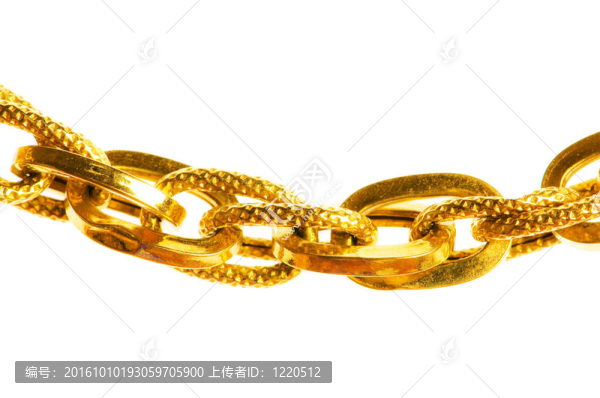 白色背景上的金鏈