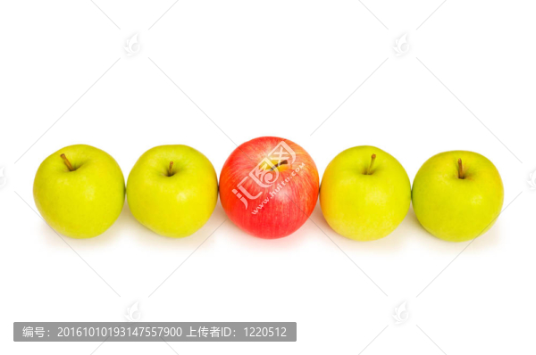 站在人群的概念與蘋果孤立的白色