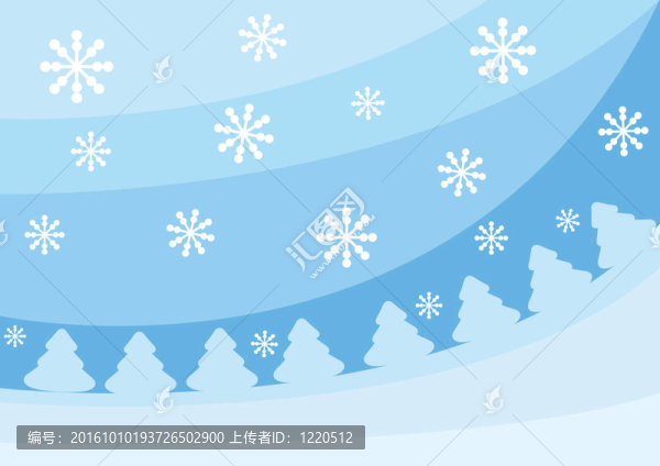 藍(lán)色圣誕背景，杉樹和雪花