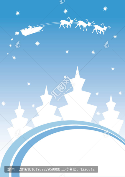 圣誕賀卡和Santa雪橇和摘要FIR處理