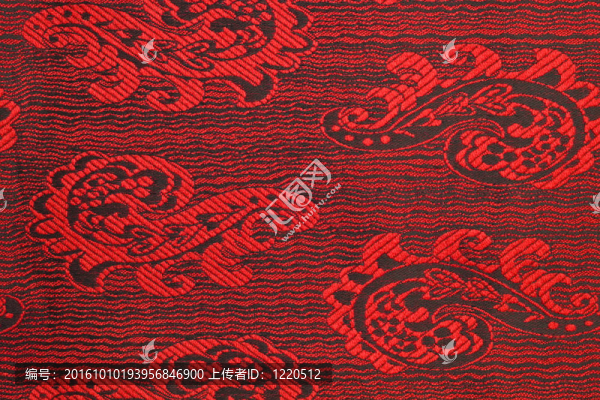 美麗的紅色和黑色圖案織物