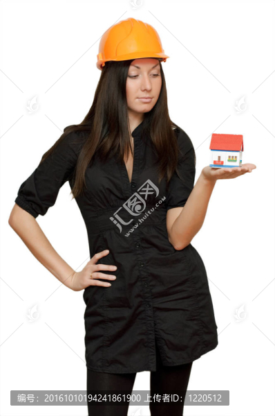 女孩與玩具房子隔離