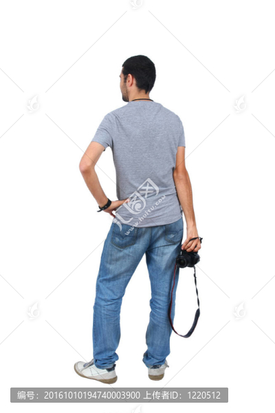 白色背景下的專業(yè)攝影師
