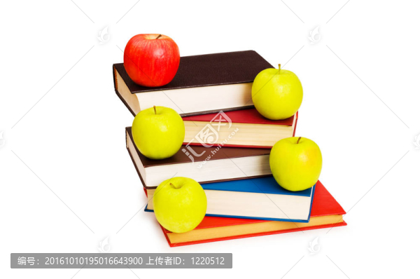 回到學(xué)校的概念與書籍和蘋果