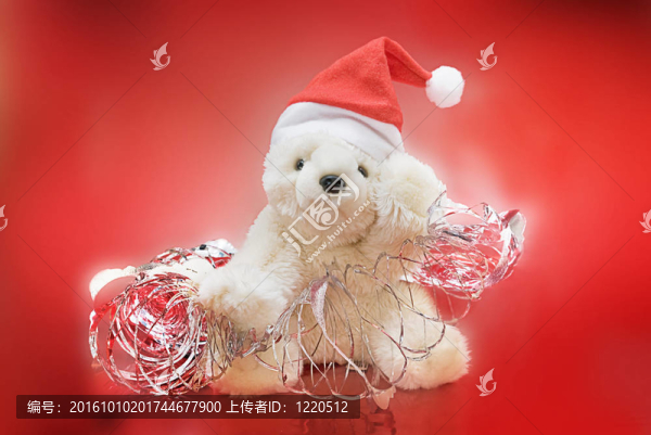 圣誕節(jié)的概念：北極熊泰迪和Tinsel