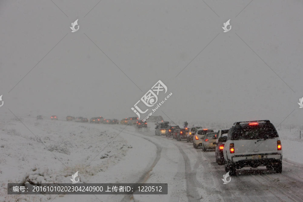 道路上的冬天；亞利桑那州；美國