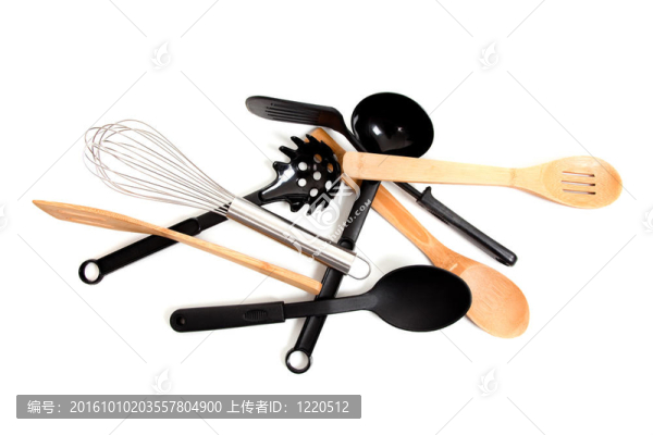 白色背景的各種廚房用具