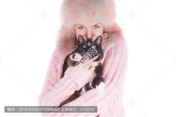 在粉紅色的漂亮女人