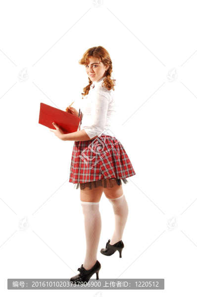帶書(shū)的學(xué)生女孩。