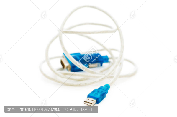 藍色的USB電纜淺景深