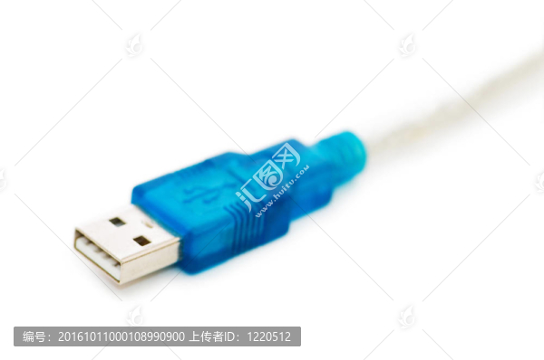 藍(lán)色的USB電纜淺景深