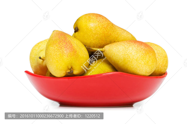 盤子上全是梨子，白色的