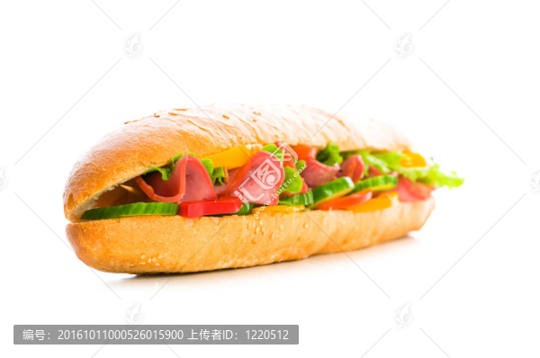 白色背景上的長三明治