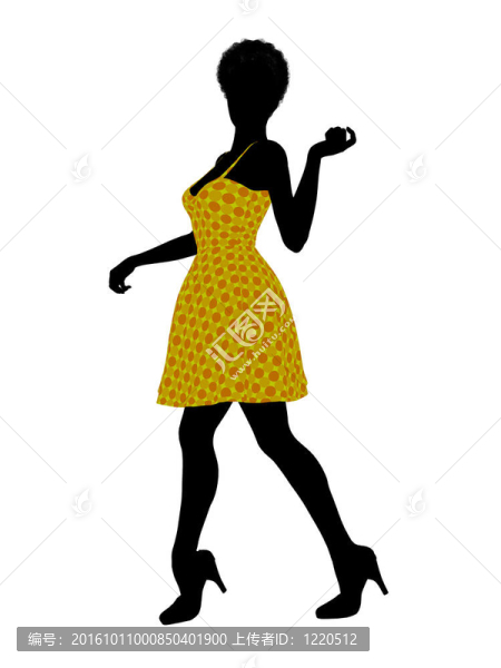 時尚黑人女性插畫剪影
