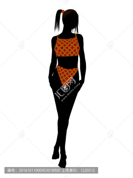女性泳裝的剪影