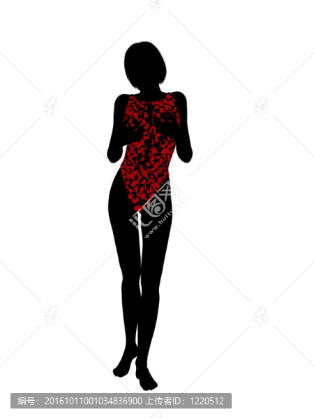 女性泳裝的剪影