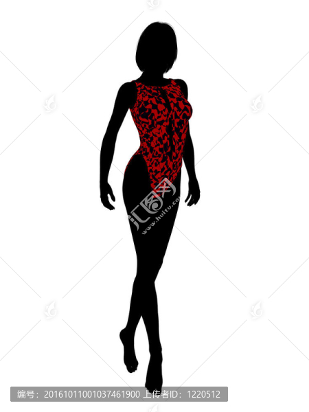 女性泳裝的剪影