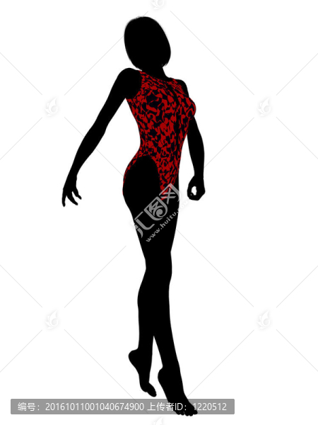 女性泳裝的剪影
