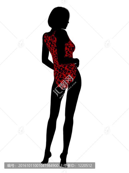 女性泳裝的剪影