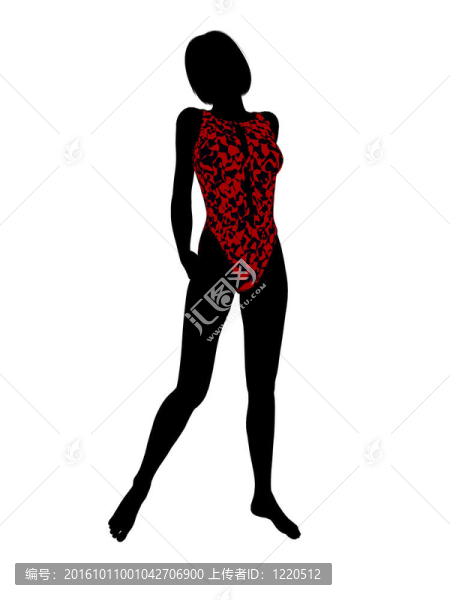 女性泳裝的剪影