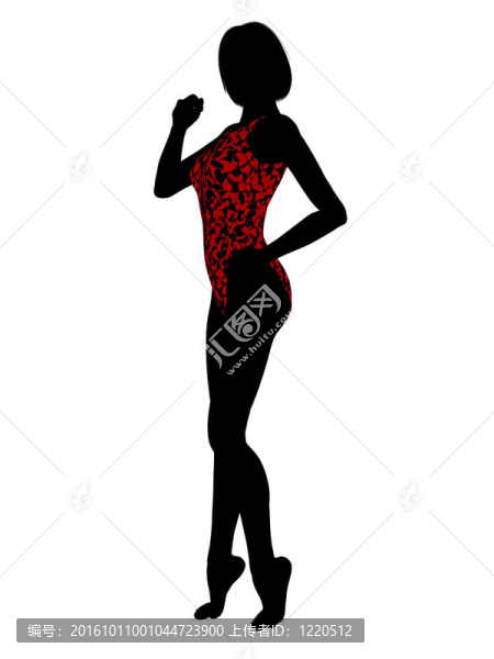 女性泳裝的剪影