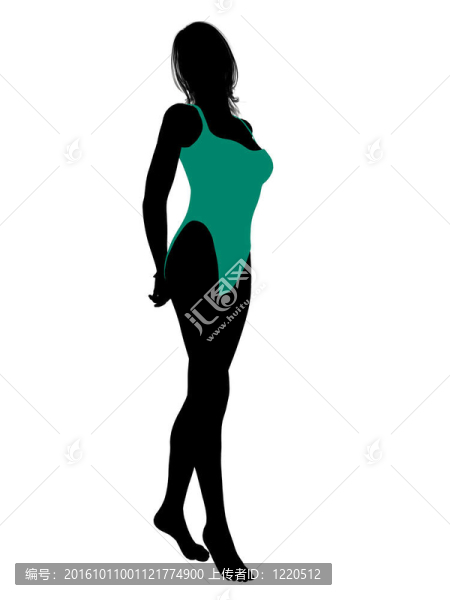 女性泳裝的剪影