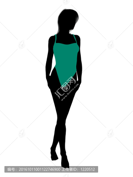 女性泳裝的剪影