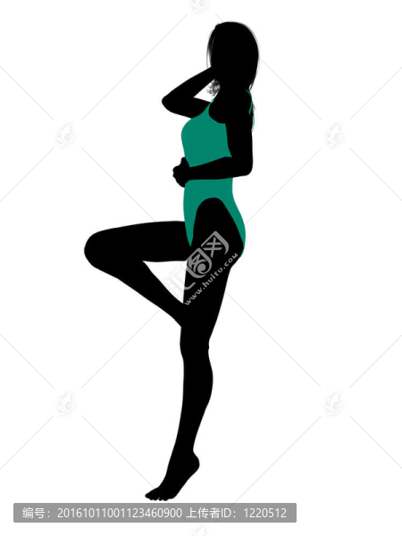 女性泳裝的剪影