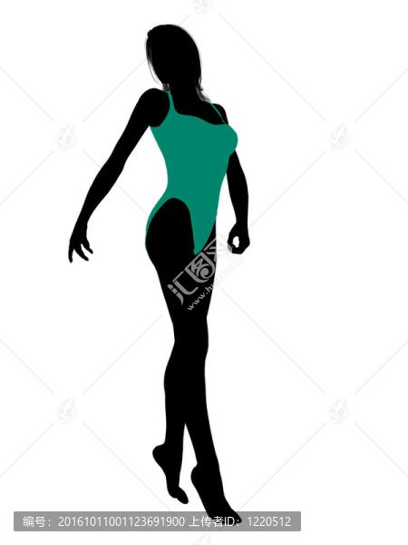 女性泳裝的剪影