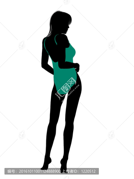 女性泳裝的剪影