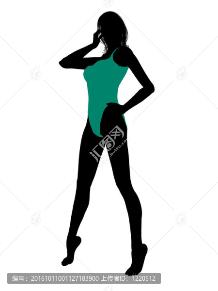 女性泳裝的剪影