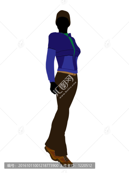 戶外女性插畫剪影