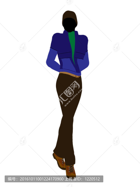 戶外女性插畫剪影