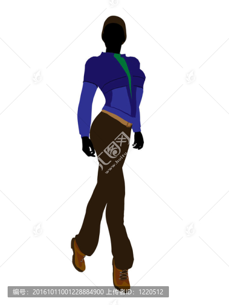 戶外女性插畫剪影