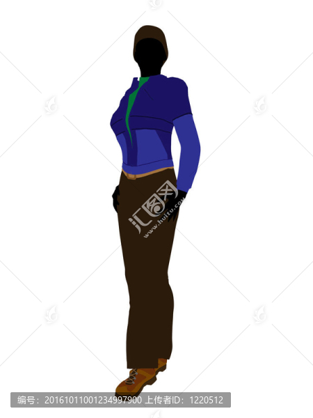 戶外女性插畫剪影
