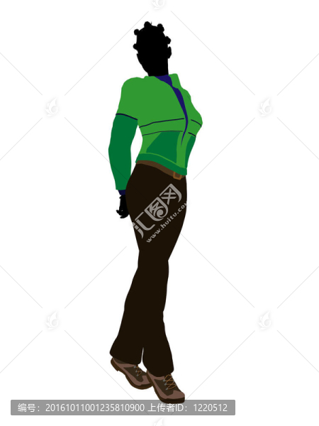 非洲裔美國戶外女性剪影