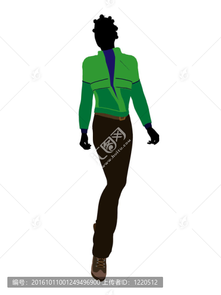 非洲裔美國戶外女性剪影